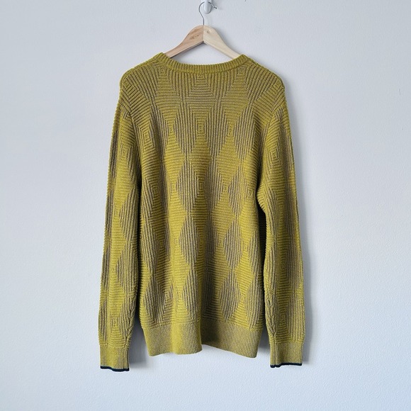 Bonobos Large Slim Fit Wool Alpaca Blend Knit Pullover Sweater Yellow Argyle - Picture 5 of 11